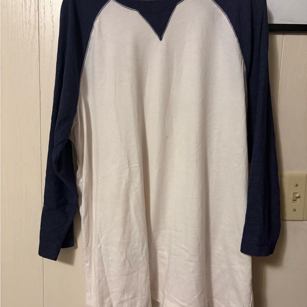 New Era Navy and White V-Neck Shirt